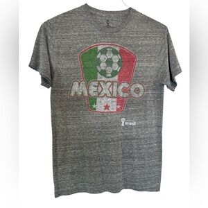 FIFA World Cup Brasil Mexico Soccer Heather Gray Short Sleeve T-Shirt Size S